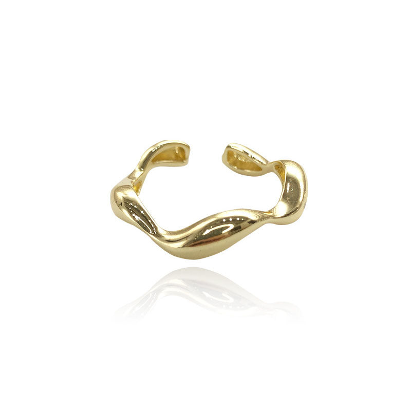 Wave Pattern Smooth Open Ring
