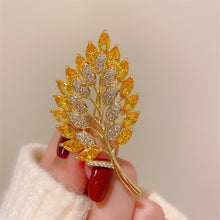 Load image into Gallery viewer, Yellow Zircon Leaf Brooch
