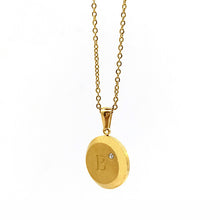 Load image into Gallery viewer, Plaque Letter Inlaid Zircon Necklace
