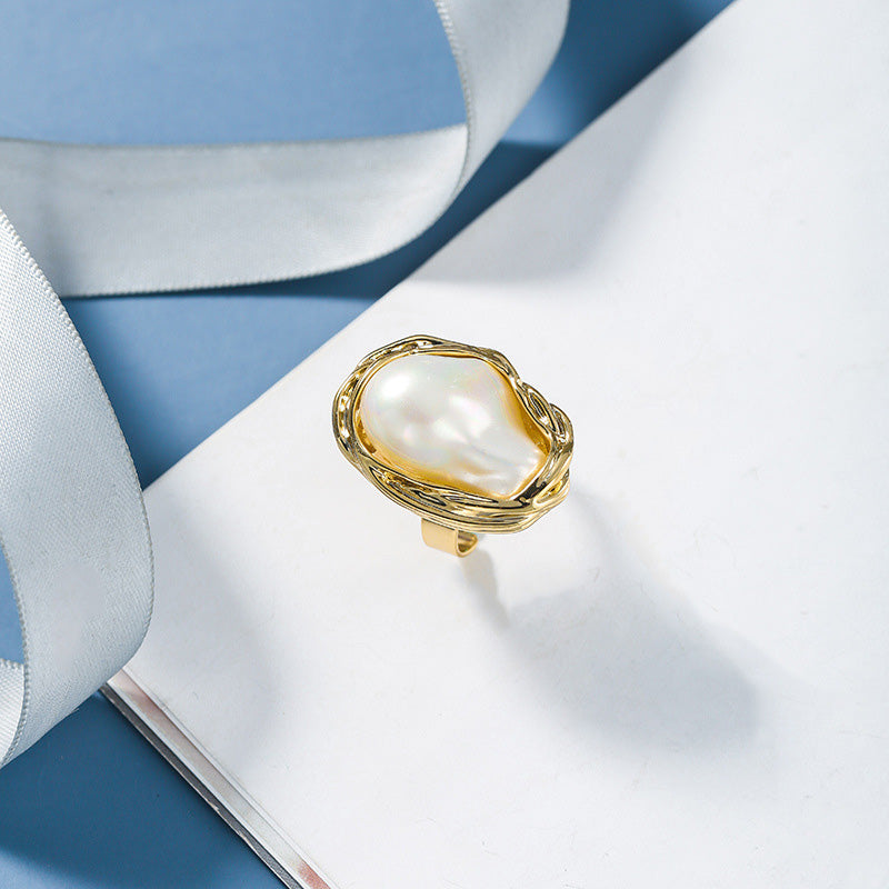 Special-Shaped Pearl Inlaid Ring