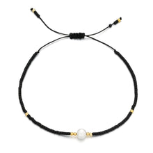 Load image into Gallery viewer, Natural Pearl Handmade Black Glass Stone Bracelets
