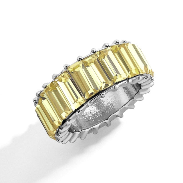 Multi Color Crystal Eternity Square Finger Ring