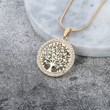 Load image into Gallery viewer, Tree of Life Crystal Round Small Pendant Necklace
