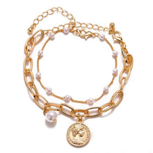 Load image into Gallery viewer, Pearl Alloy Pendant Bracelet
