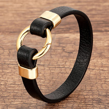 Load image into Gallery viewer, Round Spring Clasp Simple Leather Rope Bracelet
