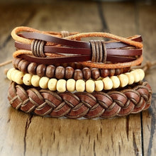 Load image into Gallery viewer, Set Braided Wrap Leather Bracelets
