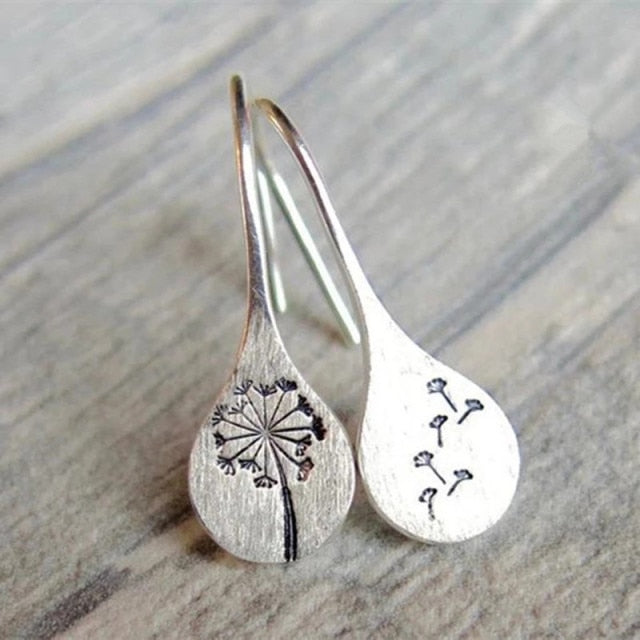 Silver Color Dandelion Earrings